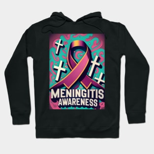 Meningitis Awareness Ribbon with Pink Swirls Background Hoodie